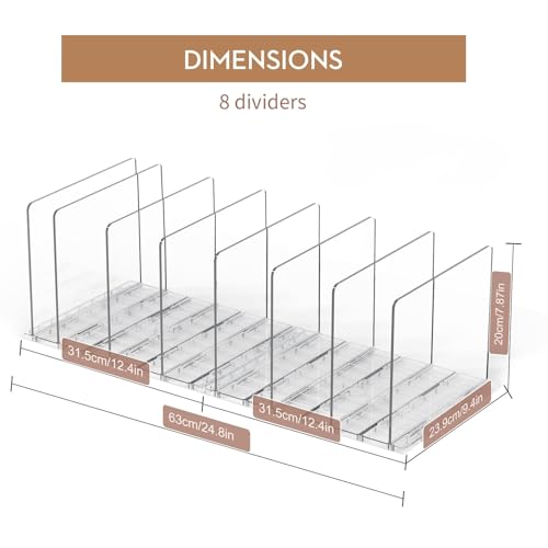 GoMaihe Purse Organizer for Closet: Adjustable Clear Handbag Storage Shelf | Plastic Clutch Dividers | Minimal | Keep Purses upright