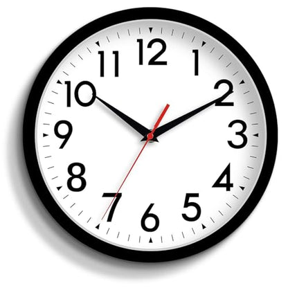 DAXSMY 14 Inch Wall Clock, Battery Operated Silent Non Ticking | Black analog clock; large easy-read dial for outdoor, classroom, living room, bedroom & bathroom; 1 AA battery (not included)