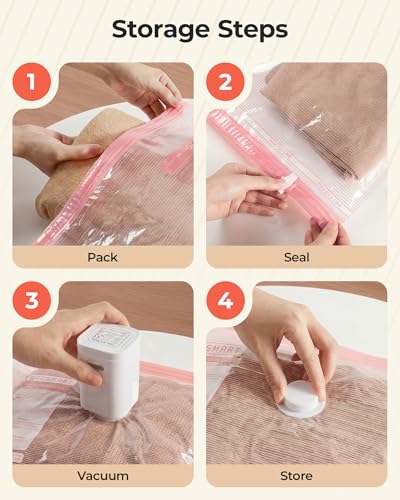 BAGSMART Travel Vacuum Bags with Rechargeable Electric Pump, 18PC Kit | Bonus Shoe, Laundry & Toiletry Bags, Reclaim 80% luggage space. Ideal for suitcase packing, travel & home.