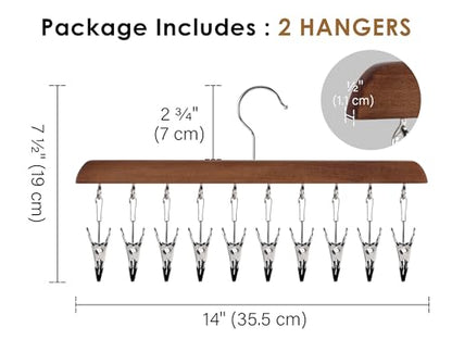StorageWorks Hat Organizer 2 Pack, Walnut Cap Hanger Rack with 10 Clips