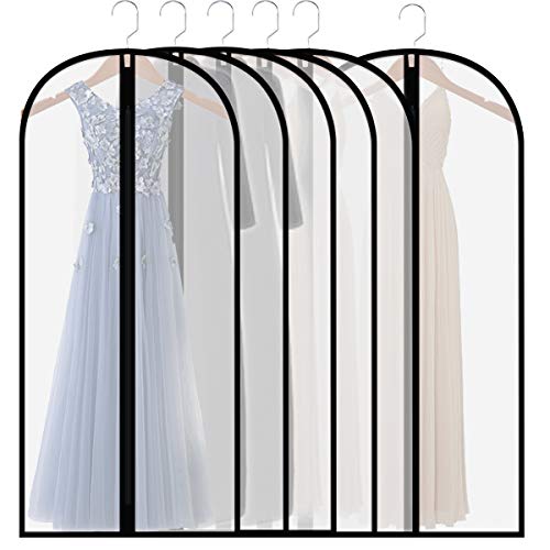 Clear 60" Extra-Long Hanging Garment Bags for Dresses & Gowns | Sturdy zippers with stoppers prevent runaway sliders. Breathable & washable PEVA covers prevent dust, wrinkles & floor drag
