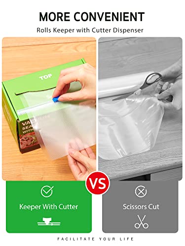 Syntus 11" x 150' Vacuum Sealer Bags Rolls Keeper with Cutter Dispenser | BPA Free, Commercial Grade, Heavy-Duty, Microwave Sous Vide Cooking, Meal Prep, Custom Length, Precise Cuts, for Food Storage
