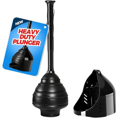 FORASTO Toilet Plunger with Holder,Powerful Clog Removal,Heavy Duty Plunger