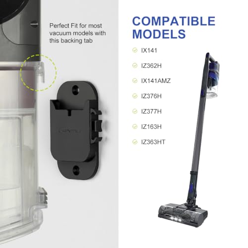 LANMU Wall Mount Holder with Cable Clip Compatible with Shark IX141 IX141AMZ IZ362H IZ376H IZ377H IZ163H Cordless Stick Vacuum, Vacuum Cleaner Storage Hanger, Keep Upright Organization
