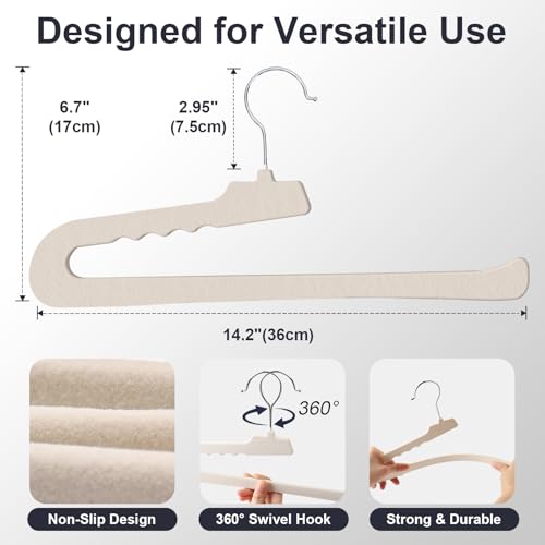 Velvet Pants Hangers - 16 Pack White Non Slip Open Ended Hanger with 360 Swivel Hook - Closet Space Saving Hanger for Heavy Pants, Jeans, Trousers, Scarf