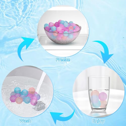 Reusable Ice Cubes for Drinks, Color-Changing Round, 380 Pack | BPA-Free Plastic Cubes, Refreezable, Won't Dilute Flavor, Non-Melting, Storage Bag, Coolers, Camping, Beach, Party Drinks