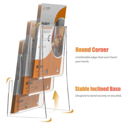 Acrylic Brochure Holder 8.5x11, Clear 3 Tier Magaz... (Clear | Acrylic)