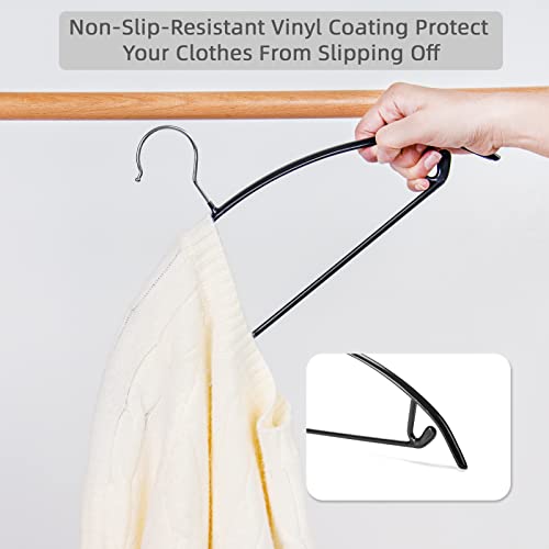 Nature Smile Non Slip PVC Coating Sweater Hangers,Dress Suit Coat Hangers,Shoulder Bump Free Golf T Shirts Clothes Hangers (Black Color 20 Pack)