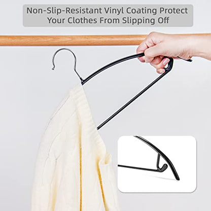 Nature Smile Non Slip PVC Coating Sweater Hangers,Dress Suit Coat Hangers,Shoulder Bump Free Golf T Shirts Clothes Hangers (Black Color 20 Pack)