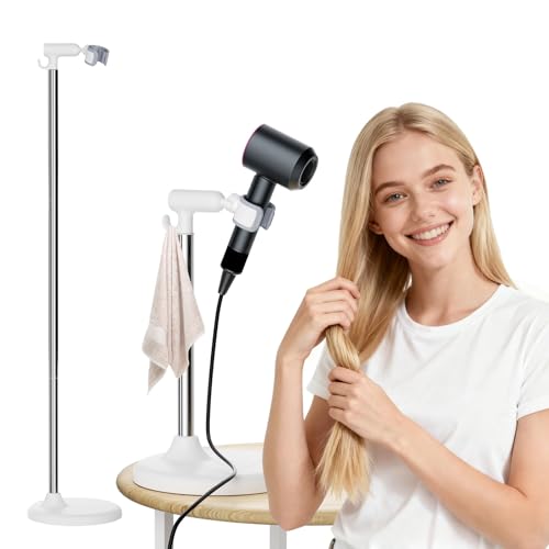 Heavy Duty Hair Dryer Stand, 360° Rotating, Adjust... (White)