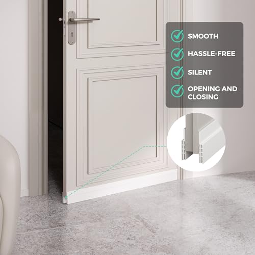 Hojoy Under Door Draft Stopper, Door Weather Stripping Door Seal, 2 Pack | Cuttable strong adhesive silicone door draft stopper for blocking air loss, noise, dust and bug with installation tips