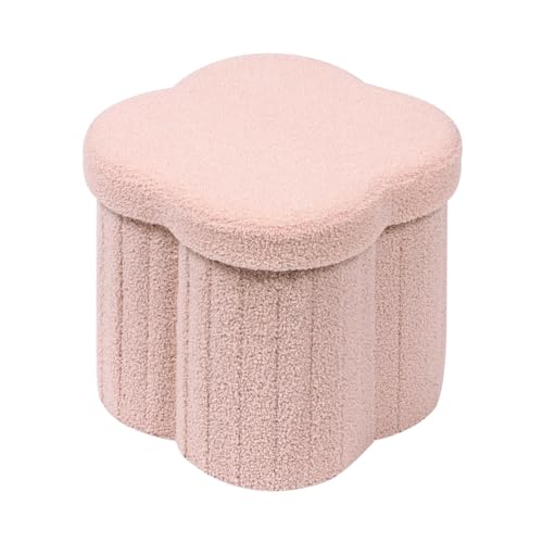 Storage Ottoman Cube, Flowers Shaped Ottomans with... (Flower Pink)