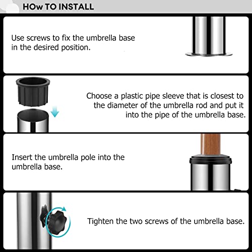 Universal Granite Umbrella Stand Tube, Umbrella Pole Replacement Parts | Outdoor Stone Umbrella Stainless Steel Tube Base for Outside, Table Umbrella Tube Bracket,DIY Metal Tube Umbrella Mount