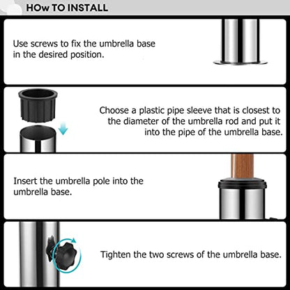 Universal Granite Umbrella Stand Tube, Umbrella Pole Replacement Parts | Outdoor Stone Umbrella Stainless Steel Tube Base for Outside, Table Umbrella Tube Bracket,DIY Metal Tube Umbrella Mount