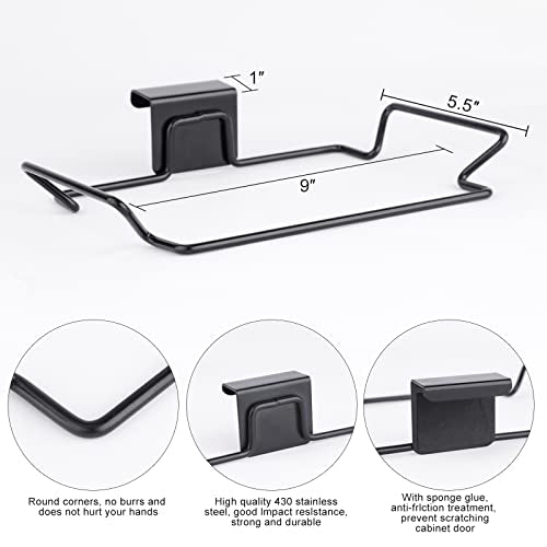 2 Pcs Large Stainless Steel Trash Bag Holder for Cabinets and Cupboards, Under Sink, Black