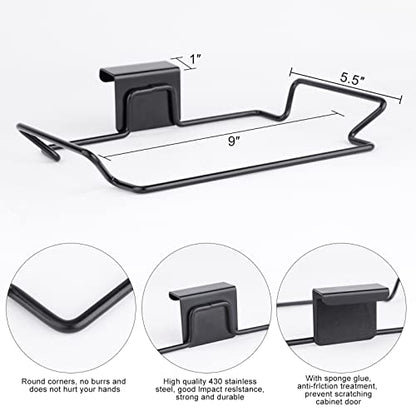 2 Pcs Large Stainless Steel Trash Bag Holder for Cabinets and Cupboards, Under Sink, Black