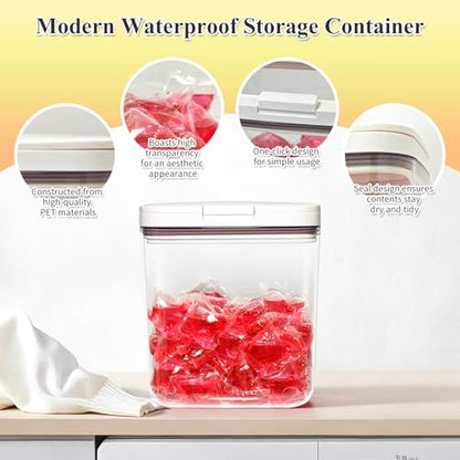 Gute Laundry Pod Holder with Lid - 67oz Sealed Automatic Pop-Up Dispenser, Laundry & Dishwasher Pods for Laundry Room Organization-2L
