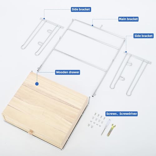 Plastic Bag Holder Chrome T-Shirt Bag Rack with Wooden Brown Base Plastic Bag Organizer for Grocery Store Kitchen Pantry Supermarket Restaurant Business