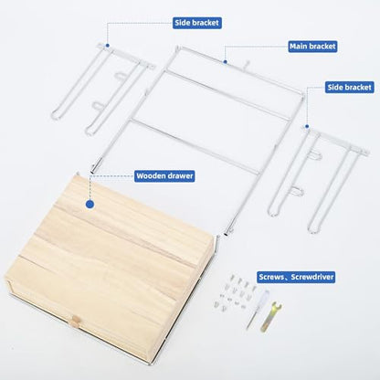 Plastic Bag Holder Chrome T-Shirt Bag Rack with Wooden Brown Base Plastic Bag Organizer for Grocery Store Kitchen Pantry Supermarket Restaurant Business