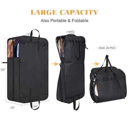 Univivi Garment Bag for Moving, Heavy Duty Suit Bag, 50 Inch, Set of 1 | Large Travel Bag for Moving, Non-woven Fabric, Suit Cover with Clear Window, Handles and Buckle Straps for Suit, Coat, Jacket