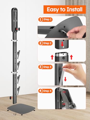 Vacuum Stand for Dyson Gen5 V16 V15 V12 V11 V10 V8 V7 V6 | Dyson Exclusive, No Drilling, Metal Construction, 4 Hooks, Hidden Cord Design, Vacuum Accessory Organization, Dark Gray