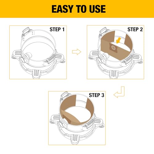 3 Pack DEWALT Dust Bag DXVA19-4101, for 6-10 Gallon Wet/Dry Vacuum, DEWALT Vacuum Bags, Compatible with DXV06P DXV09P DXV09PA DXV10P DXV10PL DXV10S DXV10SA DXV10SB