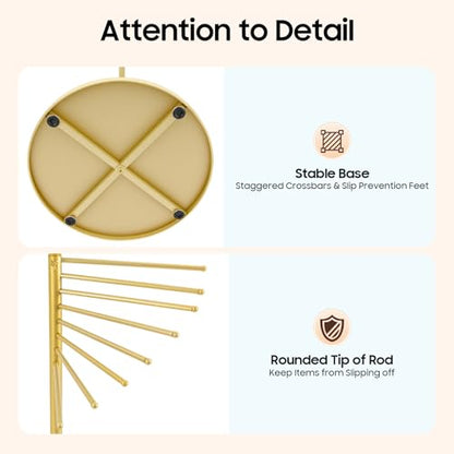 Scarf Organizer, Hijab Organizer, 30 Tiers Metal Scarf Hanger for Multiple Scarves, 67" Height Floor-standing Hijab Stand Belt Pants Hanger for Home, Commercial, Clothing Store (Gold)