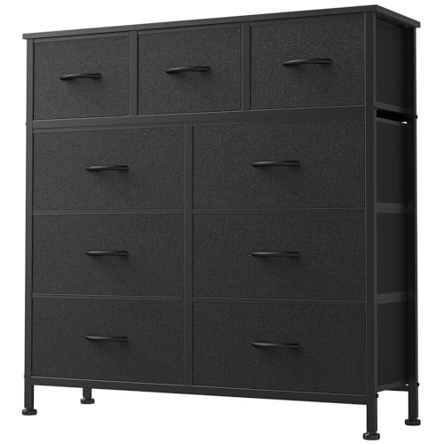 9 Drawer Dresser for Bedroom, Chest of Drawers (Black)