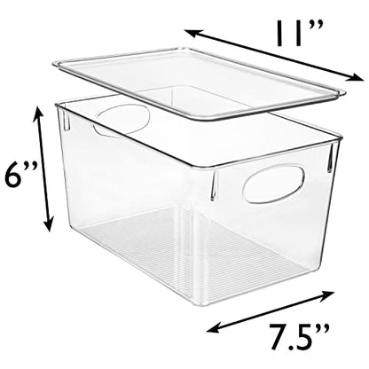 CLEARSPACE Plastic Storage Bins With lids – Perfect Kitchen Fridge Organizer, Pantry Organization, Cabinet Organizers (4 Pack)