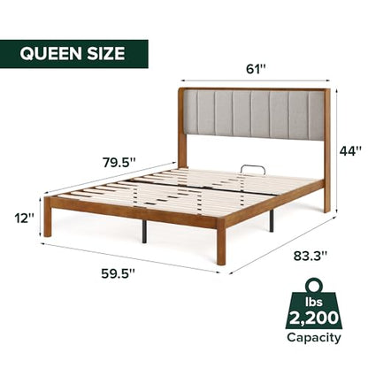 Zinus Jonas Bamboo Platform Bed Frame, Wingback Headboard, Queen