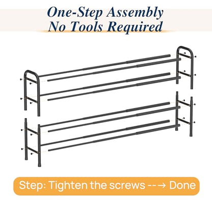 ENJOYBASICS 4 Tier Expandable Shoe Rack, Metal Small Shoes Shelf, Black | Free Standing Shoe Holder for 24 Pairs, Sturdy Shoe Organizer for Closet, Entryway, Under Bed ,Front Door, Bedroom