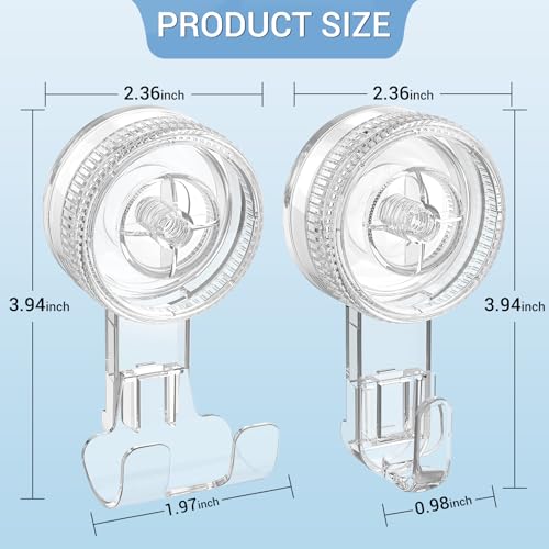 LUXEAR Suction Hooks,4 Pack 2razor Hooks 2 Single Hook Clear Removable & Reusable Vacuum Suction Hanger Waterproof Powerful Weather Hanger Hook for Towel Bathrobe Loofah Bathroom Kitchen Storage