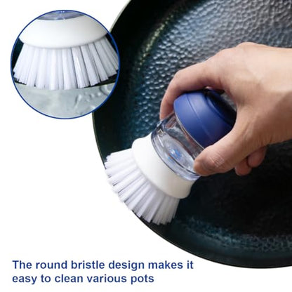 CELOX 2 Pack Dish Brush with Soap Dispenser for Kitchen Cleaning, Kitchen Brush for Dish Pot Pan Sink Cleaning