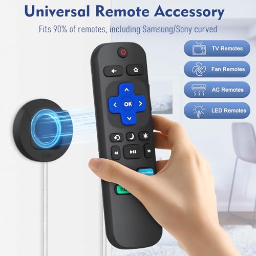 8.5Ft 4 Pcs Magnetic Remote Control Holder, Stretchy Remote Control Tether Wall Mount with Leash and Strong Double N52 Magnets for TV/AC/Light/Fan, Home & RV Organizer Supply