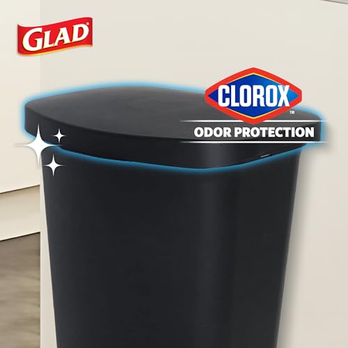 Glad Trash Can with Clorox Odor Protection | Plastic Bin, 13 Gal, Black | Kitchen Waste Bin | Hands Free with Step On Foot Pedal and Garbage Bag Rings