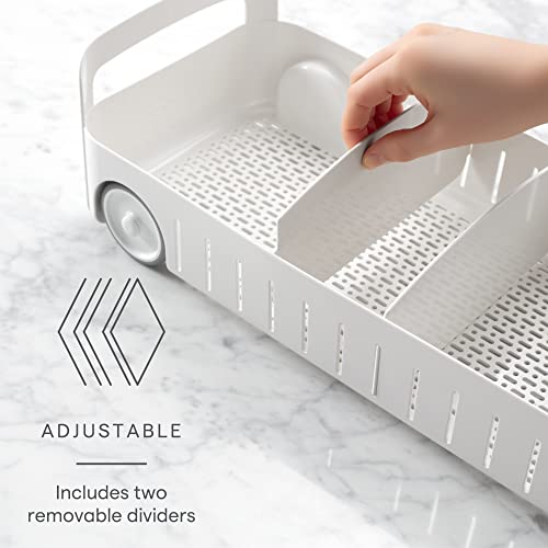 RollOut Caddy Rolling Storage Bin with 2 Adjustabl... (White | Plastic)