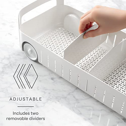 RollOut Caddy Rolling Storage Bin with 2 Adjustabl... (White | Plastic)