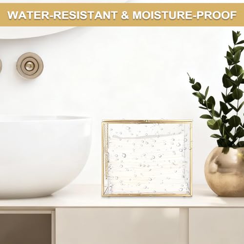 Sumnacon Glass Disposable Face Towel Holder Compatible with Clean Skin Cluub XL Facial Towels, Gold Clear Face Towels Storage Box with Lid, Makeup Container Organizer for Bathroom, Vanity Countertop