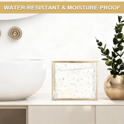 Sumnacon Glass Disposable Face Towel Holder Compatible with Clean Skin Cluub XL Facial Towels, Gold Clear Face Towels Storage Box with Lid, Makeup Container Organizer for Bathroom, Vanity Countertop