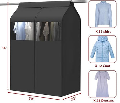 Simple Houseware 30"W x 54"H Garment Cover with Bottom Seal & Clear Window | for Clothes Rack/Closet/Hanging Clothes, Dark Gray