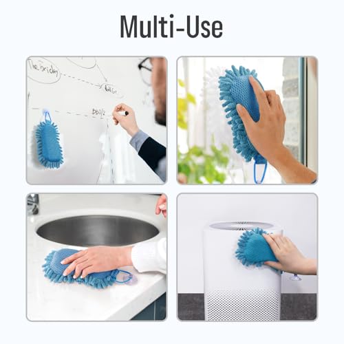 LOUKIN Whiteboard Accessories Bundle | Shag Dry Erase Eraser (Blue) & Whiteboard Cleaner (3.4 fl oz) & Magnetic and Adhesive Marker Holder (Black)