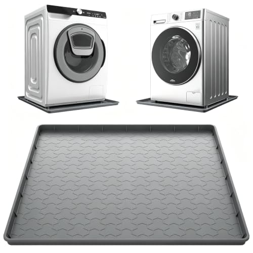 Silicone Washing Machine Drain Pan, 32"x 30" Raise... (‎Grey)