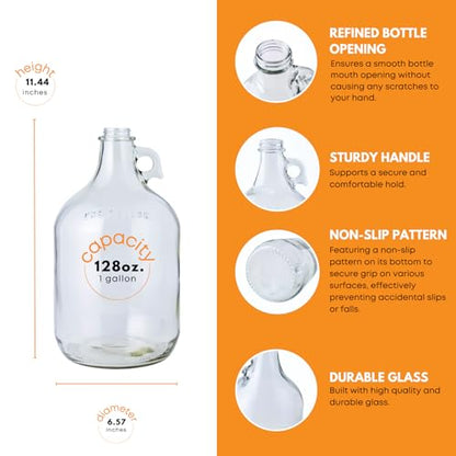 Glass Laundry Detergent Dispenser with Pump, 1 Gallon Glass Jug | 128 oz | Laundry Detergent Dispenser with airtight lid, non-slip base and 1.4 oz pump for soap, softener or syrup | 1 gallon jug
