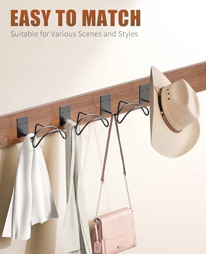 Cowboy Hat Holder, (4 Pack) Cowboy Hat Rack for Wall Mount, Metal Hat Organizer Storage Cowboy Hats Hanger Hooks for Fedora, Sun Hats, Wide Brim