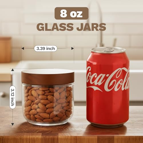 8 oz Glass Jars with Lids, Small Jars for Loose Leaf Tea, 4 Pack