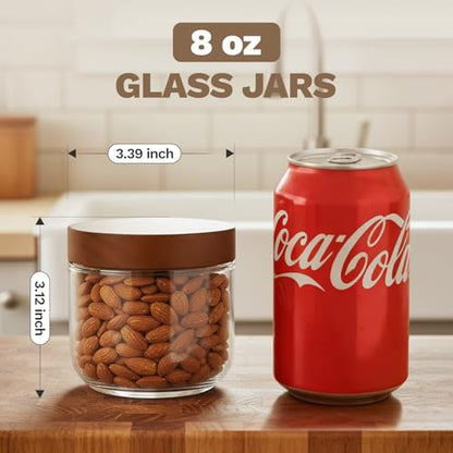 8 oz Glass Jars with Lids, Small Jars for Loose Leaf Tea, 4 Pack