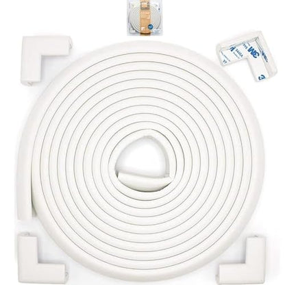 Roving Cove Slimfit Corner Edge Protector for Baby Proofing (Small 15ft Edge 4 Corners), Furniture Safety Bumper Guard, Soft NBR Rubber Foam, 3M Adhesive, Oyster White (Off White)