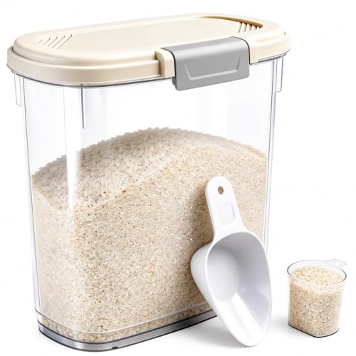 Large Rice Storage Container 15-20 Lbs, Tall Flour Container Dry Food Bin