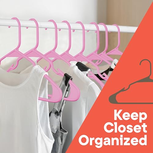 Pink Plastic Hangers 30 Pack– Heavy-Duty Plastic Hangers Slim and Space-Saving, Durable and Lightweight PP with Non-Slip Shoulder Notches for Slip Dresses, Suits, Jackets & Camisoles