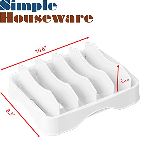Simple Houseware Food Container Lid Storage 10" x 8" Adjustable Divider | Lid Organizer, White